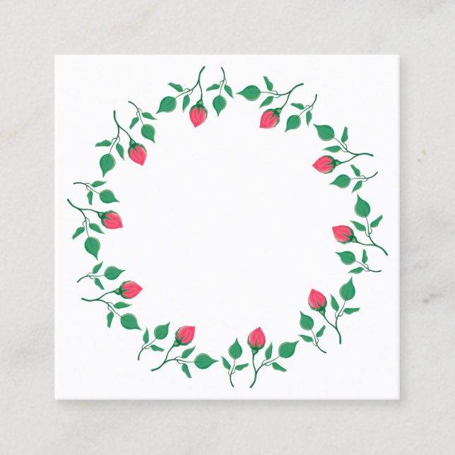 Blommigt runt ram med blommor från rosa ros (Framsida)