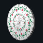 Blommigt runt ram med blommor från rosa ros darttavla<br><div class="desc">Elegant cirkel gräns med blommönster som är gjord av blommor från rosa ros med löv</div>