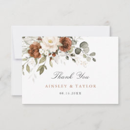 Blommigt Rust Cream Greenery Bröllop - tackkort Tack Kort