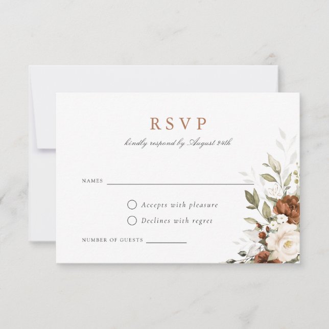 Blommigt Rust Cream Greenery Fall Wedding OSA kort (Framsida)