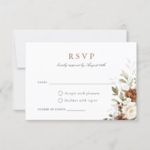Blommigt Rust Cream Greenery Fall Wedding OSA kort