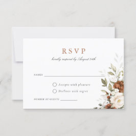 Blommigt Rust Cream Greenery Fall Wedding OSA kort