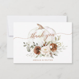 Blommigt Rust Cream Pumpkin Fall Wedding Tack Kort