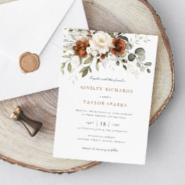 Blommigt Rust Ivory Cream Greenery Fall Wedding Inbjudningar