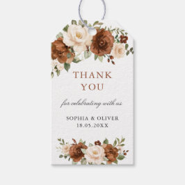 Blommigt Rust Peach Greenery Bröllop Tack Presentetikett