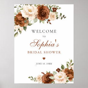 Blommigt Rust Peach Greenery Orange Möhippa Poster
