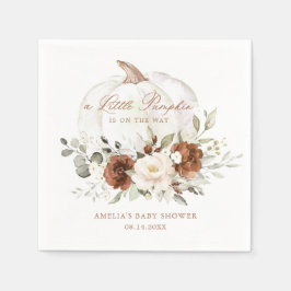 Blommigt Rust Pumpkin Fall Baby Shower Napkins Pappersservett