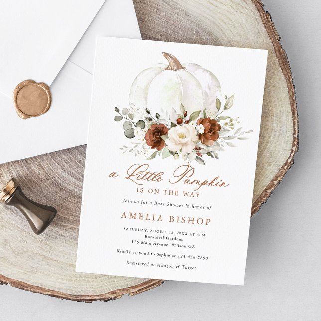 Blommigt Rust Pumpkin Greenery Fall Baby Shower In Inbjudningar (Skapare uppladdad)