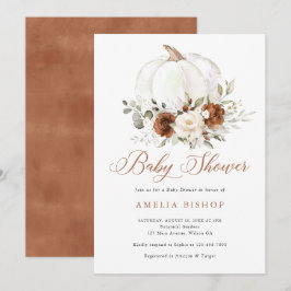 Blommigt Rust Pumpkin Greenery Fall Baby Shower Inbjudningar