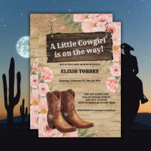 Blommigt Rustic Cowgirl Boots Baby Shower