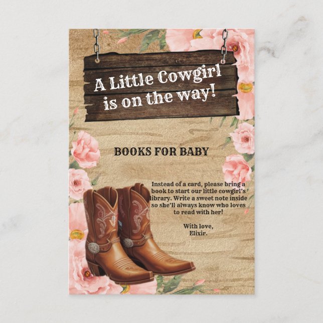 Blommigt Rustic Cowgirl Boots Baby Shower Tilläggskort (Framsida)