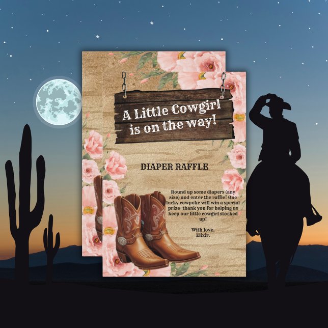 Blommigt Rustic Cowgirl Boots Baby Shower Tilläggskort (Skapare uppladdad)
