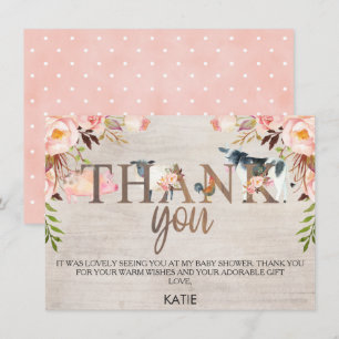 Blommigt Rustic Farm Baby Shower Tack för ditt kor Inbjudningar