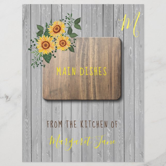 Blommigt Rustic farmhouse Recept Organizer-delare (Framsida)