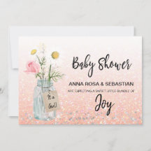 *~* Blommigt Rustic Glitter Mason Burk Baby Shower