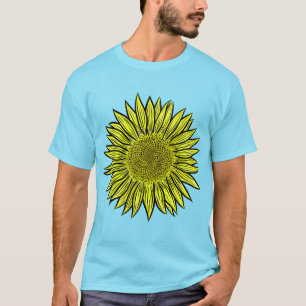 Blommigt Rustic Gult Solros Hand plockade T Shirt