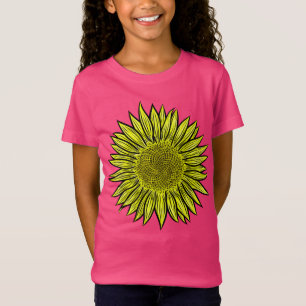 Blommigt Rustic Gult Solros Hand plockade T Shirt