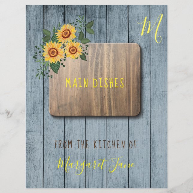 Blommigt Rustic land recept-organisatörsdelare (Framsida)