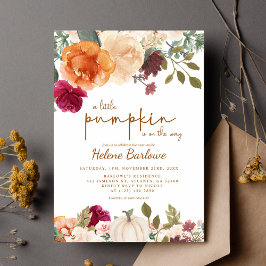 Blommigt Rustic Little Pumpkin Boho Baby Shower Inbjudningar