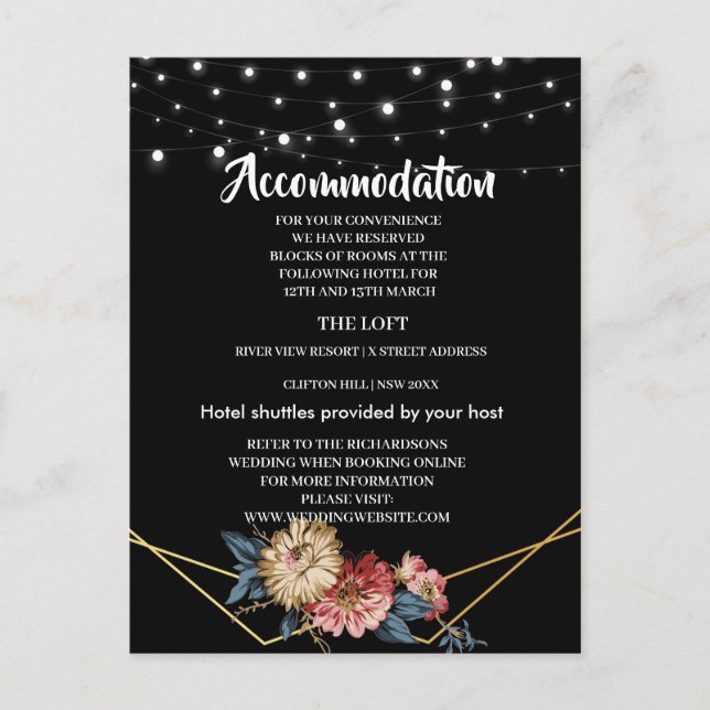 Blommigt Rustic Magnolia String LightAccommodation Meddelande Vykort (Framsida)