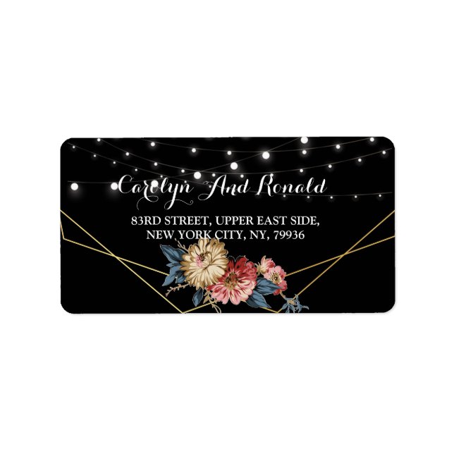 Blommigt Rustic Magnolia String Ljus Adressetikett (Framsidan)