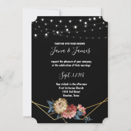 Blommigt Rustic Magnolia String Ljus bröllop Inbjudningar