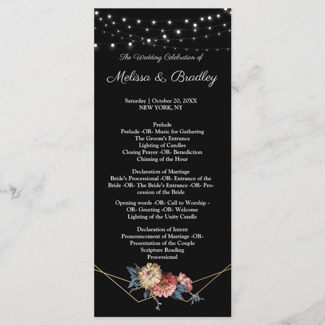 Blommigt Rustic Magnolia String Ljus Program (Framsida)