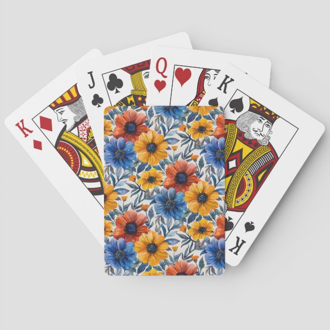 Blommigt Rustic mode retro mönster Casinokort (Baksidan)