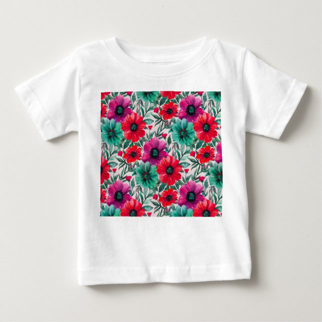 Blommigt Rustic mode retro mönster T Shirt (Framsida)