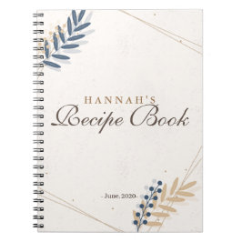 Blommigt Rustic Navy Blue Guld Möhippa Recipe Anteckningsbok