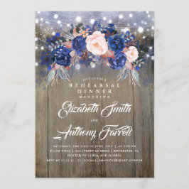 Blommigt Rustic Rehearsal Middag Inbjudningar