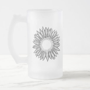 Blommigt Rustic Solros Hand plockade Frostat Ölglas