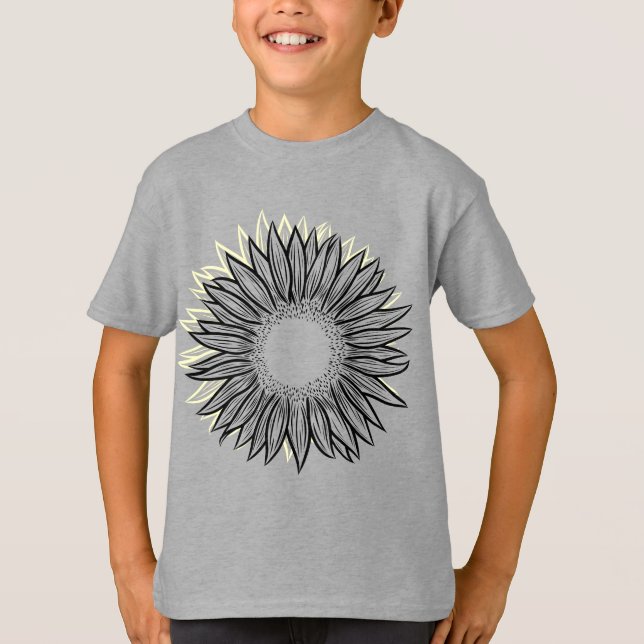 Blommigt Rustic Solros Hand plockade T Shirt (Framsida)