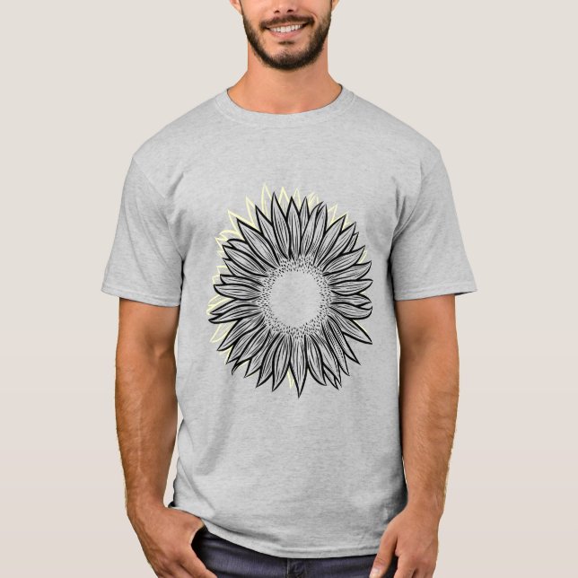 Blommigt Rustic Solros Hand plockade T Shirt (Framsida)