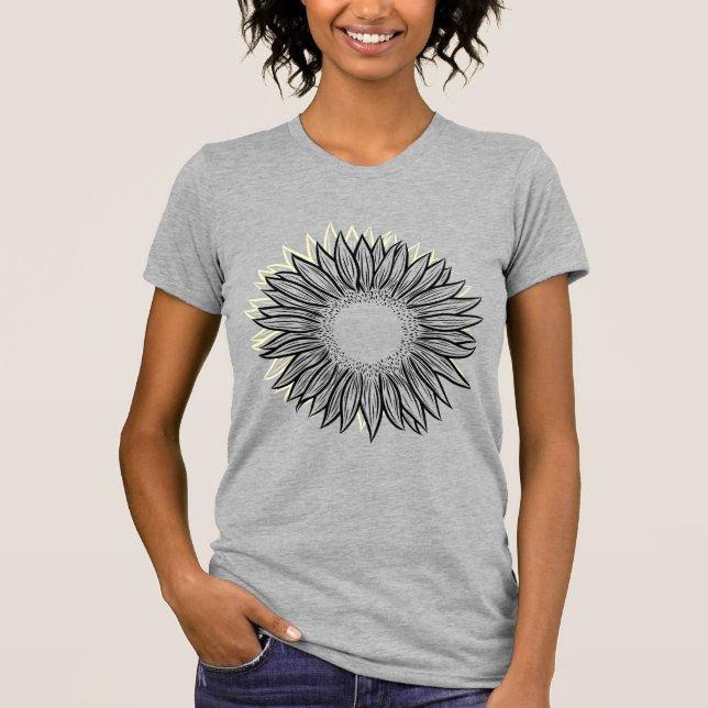 Blommigt Rustic Solros Hand plockade T Shirt (Framsida)