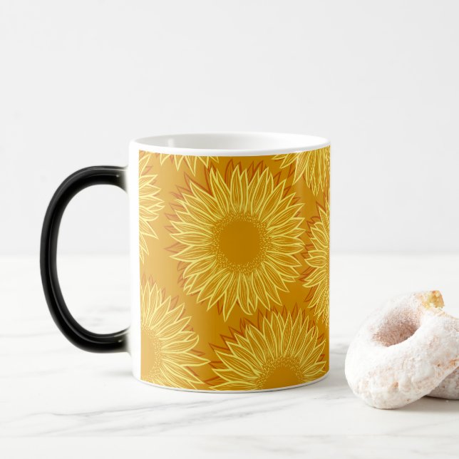 Blommigt Rustic Solros Light Hand plockade Magisk Mugg (Med munk)
