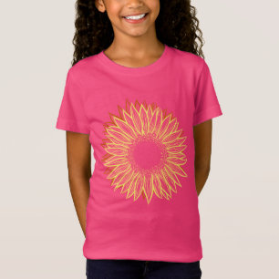 Blommigt Rustic Solros Light Hand plockade T Shirt