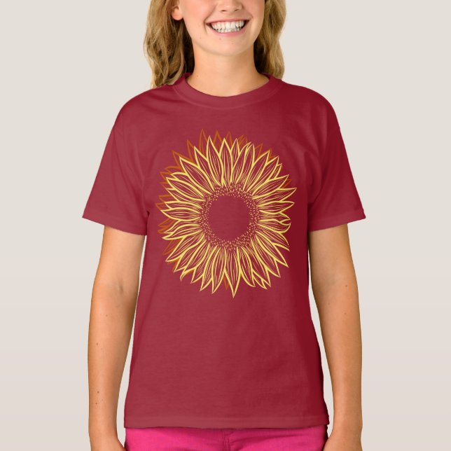 Blommigt Rustic Solros Light Hand plockade T Shirt (Framsida)