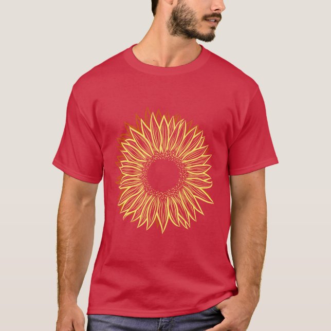 Blommigt Rustic Solros Light Hand plockade T Shirt (Framsida)