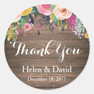Blommigt Rustic Tack Wedding Favor Stickers Runt Klistermärke