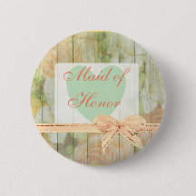 Blommigt Rustic Wood "Maid of honor" Bröllop-knapp