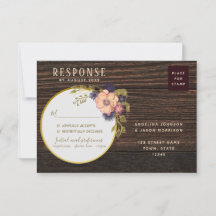  Blommigt Rustic Wood Returadress Bröllop