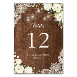 Blommigt Rustic Wood Snöre String Ljus Mason Burk Bordsnummer