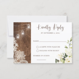 Blommigt Rustic Wood Snöre String Ljus Mason Burk Inbjudningar