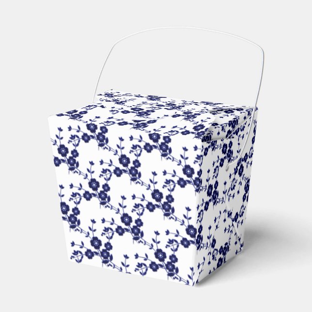 Blommigt RYGG Stil 1-BLÅ VITFAVOR, T-o Presentaskar (Framsidan Sidan)