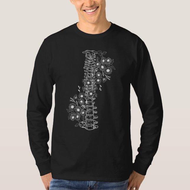 Blommigt Ryggsladd för humant ryggrad Skall Anatom T Shirt (Framsida)