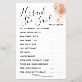 Blommigt sa att hon sa duschspel flygblad