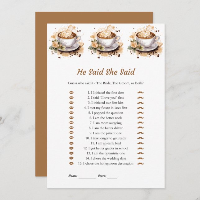 Blommigt sa att hon sa Möhippa spelkort Inbjudningar (Fram/baksida)