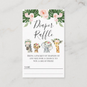 Blommigt Safari Baby Shower Diaper Raffle Biljett