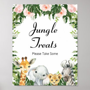 Blommigt Safari Baby Shower-skylt Poster
